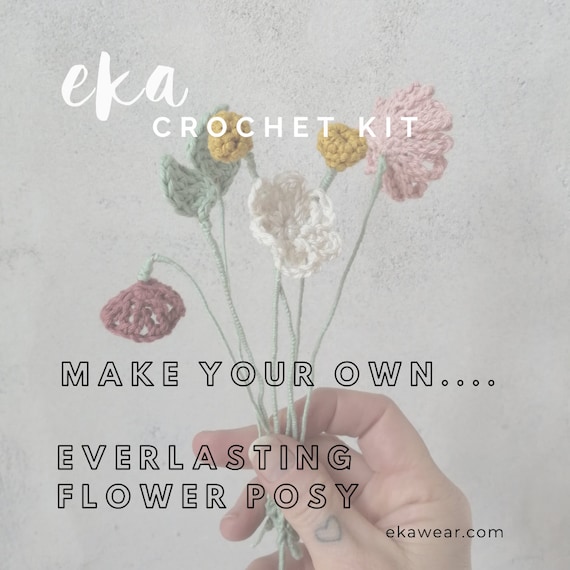 CROCHET KIT, DIY Everlasting Flower Kit, Make Your Own Bouquet