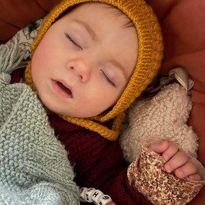 Child's Bonnets Handmade Crochet Mustard, Plum, Teal, Grey. image 7