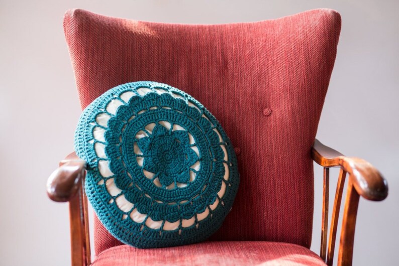 Organic Cotton Crochet Lace Cushion Cover INCLUDING PILLOW / CUSHION image 3