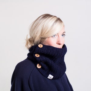 Cowl Scarf Neck Warmer With Buttons image 9