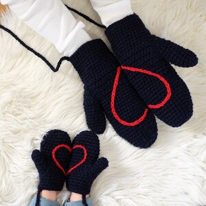 Daddy And Me Handmade Heart Mittens On A String image 1