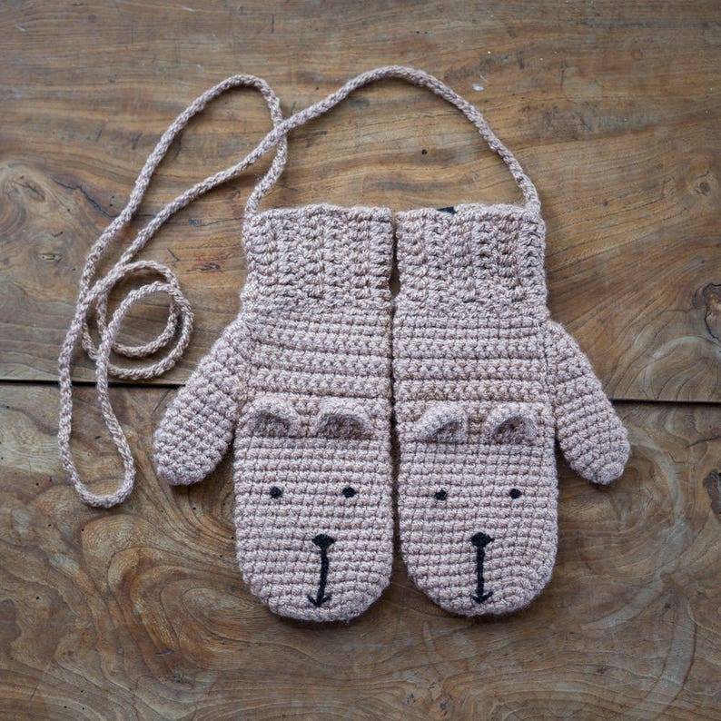 Animal Mittens With String Handmade Crochet for Children and Etsy