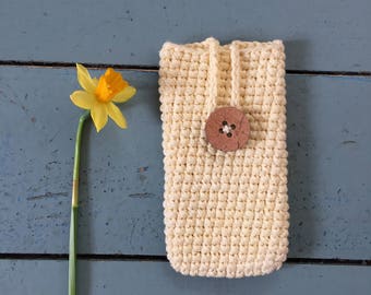 iPhone Gadget Case Organic Cotton Handmade Crochet