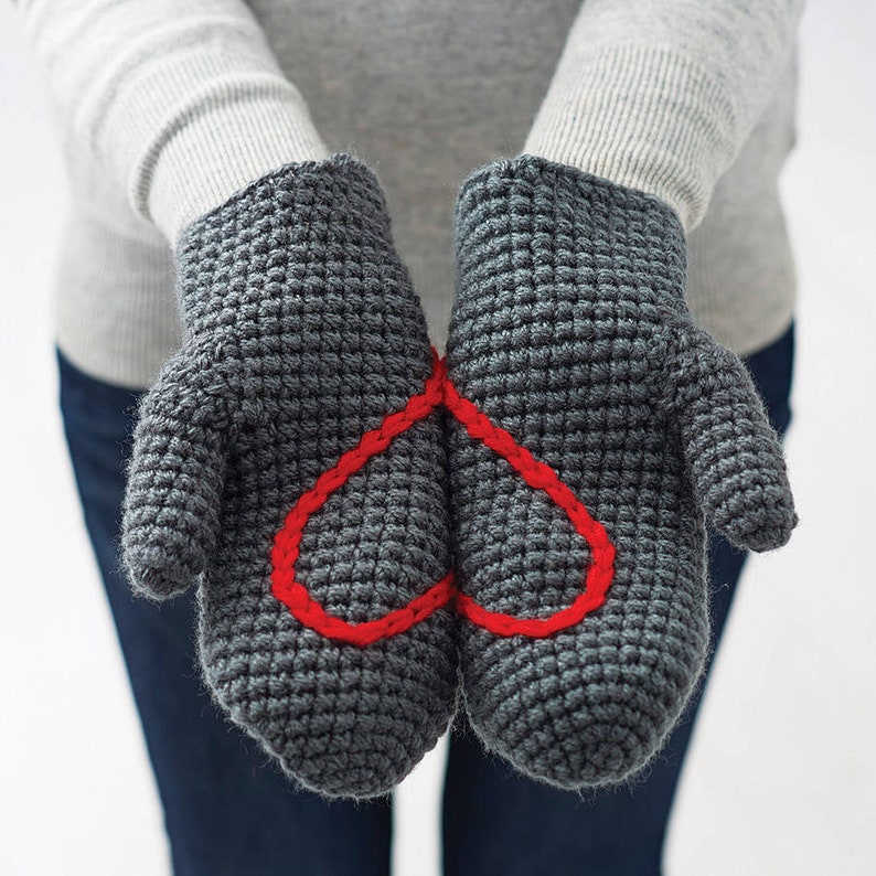 Valentine Mittens With Heart For Adult, Baby And Child 