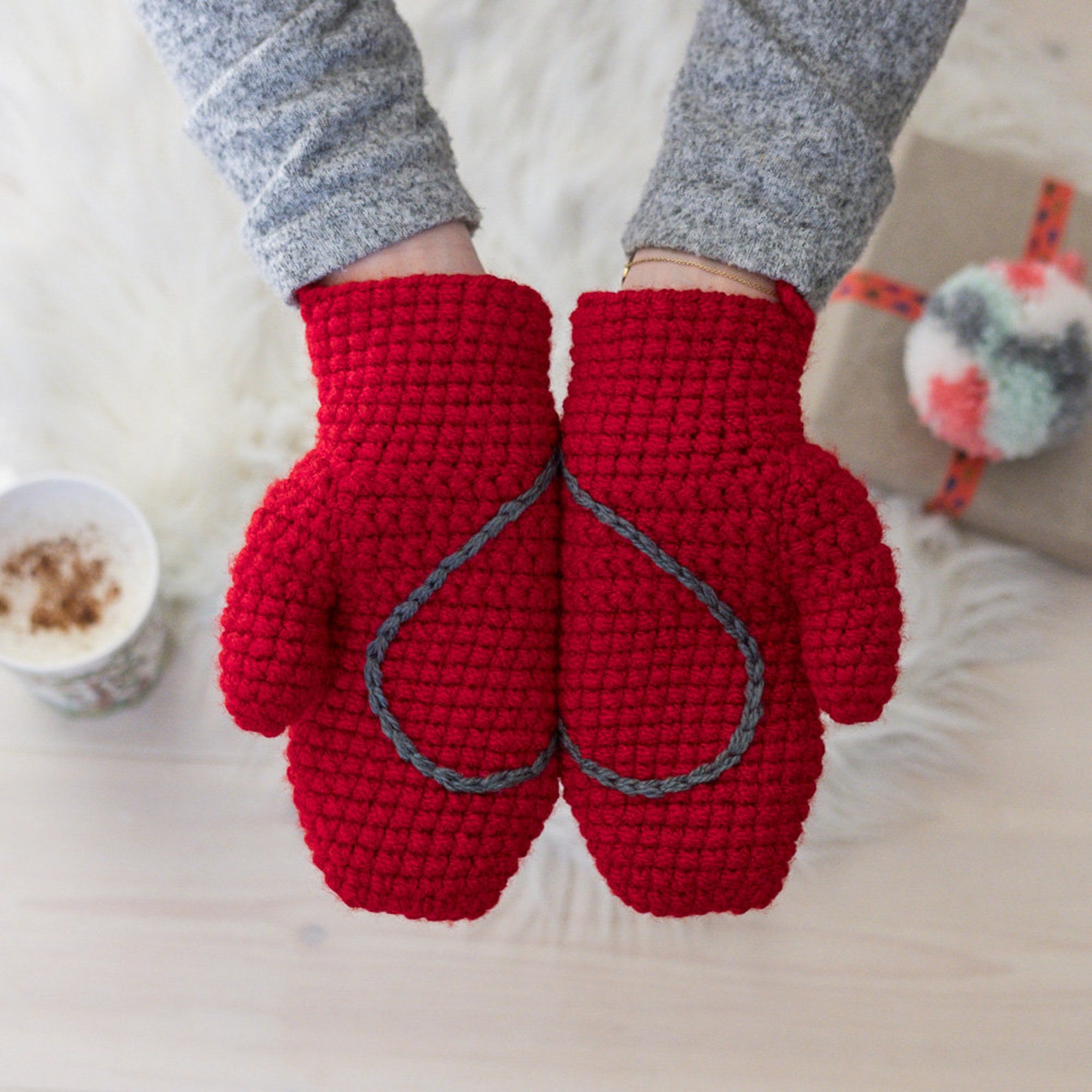 Handmade Women's Mittens on String With Love Heart Etsy UK