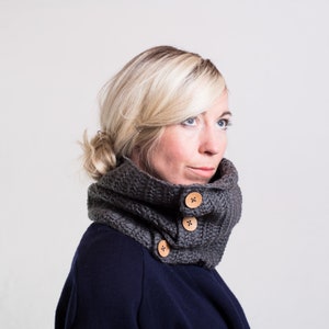 Cowl Scarf Neck Warmer With Buttons image 7
