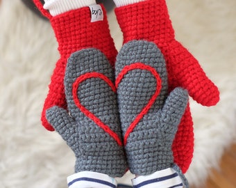 Mittens With Heart For Adult, Baby And Child