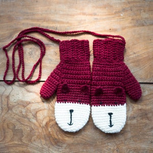 Fox Mittens With String Handmade Crochet For Children And Adults