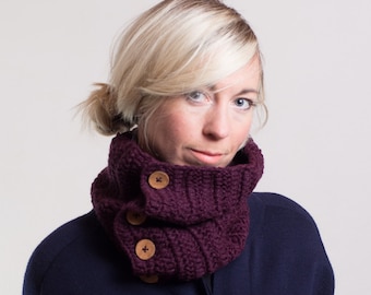 Cowl Scarf Neck Warmer With Buttons