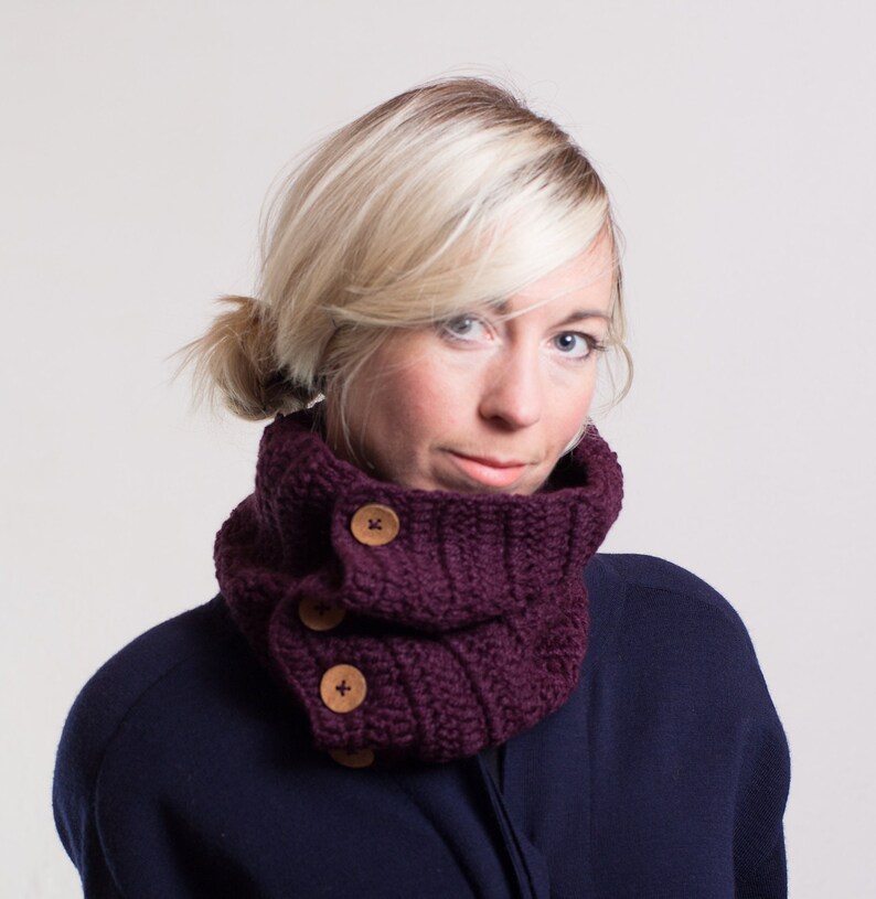 Cowl Scarf Neck Warmer With Buttons image 1