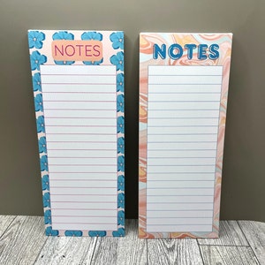 List notepads 2 pack, grocery list pad, to do list notes, memo pad, bright stationery, ready to ship