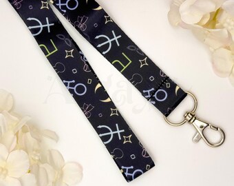 Blank Planet Symbol Lanyard - Kawaii, Anime Inspired, Moon, Magical Girl, Neon Design