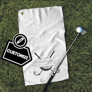 Asciugamano da golf personalizzato Asciugamano in microfibra Asciugamano da golf personalizzabile Regalo da golf personalizzato per papà Regalo per lo sposo Personalizza con qualsiasi testo tu