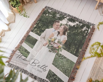 Customizable Photo Woven Blanket Gift Personalized Picture Throw Gift for Mom Personalized Gift Anniversary Gift Couples Gift