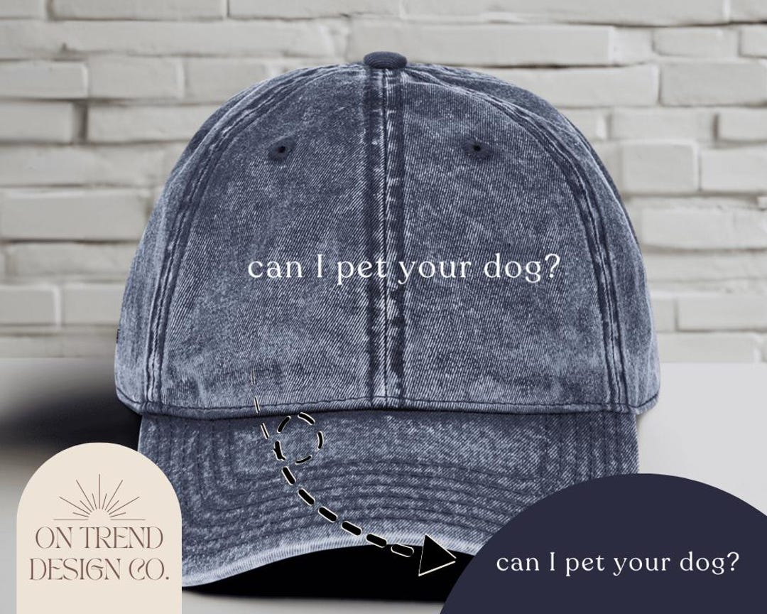 Can I Pet Your Dog Cap: Vintage Cotton Twill Dog Lover Hat  display picture 1