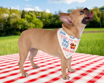 4 juli, zorgt ervoor dat ik een hotdog wil, echte slechte huisdier bandana, onafhankelijkheidsdag bandana, grappige 4 juli bandana, hotdog minnaar bandana