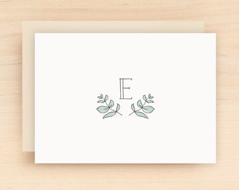 GARLAND Personalized Stationery Set - Personalized Stationary Set - Monogram Notecard Set - Watercolor Flower Leaf