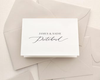 Couple thank you cards folded, Personalized couples stationery, Couples stationery personalized, Engagement stationary, Modern | NEWLYWED
