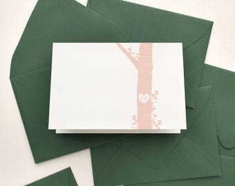 Stationary personalized with heart and initials carved into tree | Custom wedding stationery for couples | First anniversary gift | 4-EVER