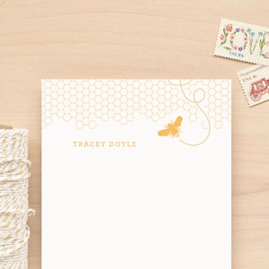 Personalized Notepad - HONEY Bee Honeycomb Letterhead