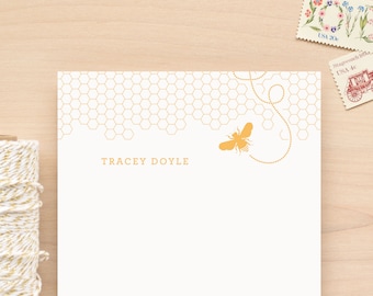 Personalized Notepad - HONEY Bee Honeycomb Letterhead