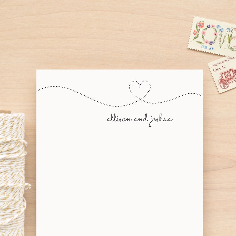 SMITTEN Personalized Notepad Couples Wedding Heart Engagement Custom Letterhead image 1