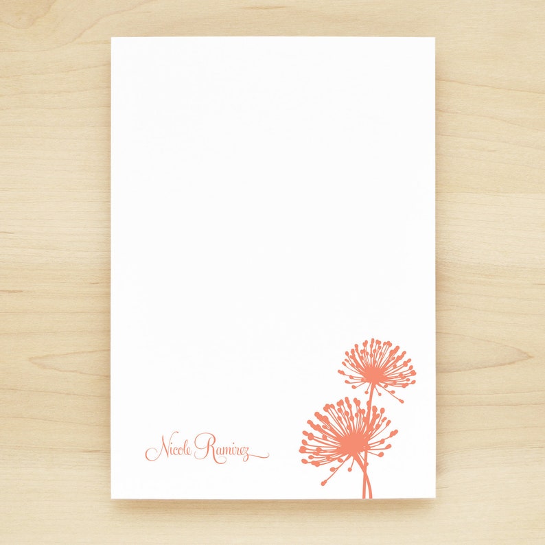 BLOOM Personalized Notepad Floral Pretty Letterhead