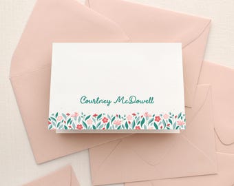 Personalized newborn gift for baby girl | Pink floral baby shower thank you cards with name | Custom baby stationery girl | MAY
