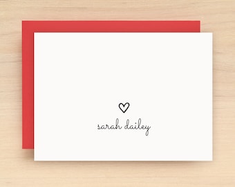 SWEETIE Personalized Stationery Set - Personalized Stationary Set - Custom Personalized Notecard - Hand Drawn Heart