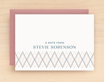 DIAMOND Customized Stationery - Personalized Notecard Set Custom Note Card Stationary - A Note From Cute Preppy Business Modern Stationery