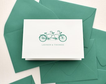 Couples stationery with names, Personalized couples stationery, Custom note cards with envelopes, Couple thank you cards, Bicycle | TANDEM