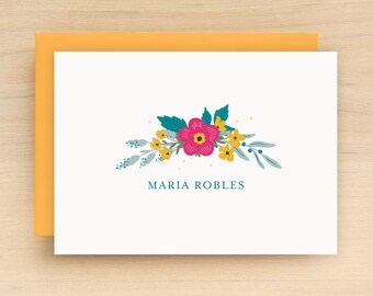 LIVELY Personalized Stationary For Women - Elegant Flower Custom Stationery Set