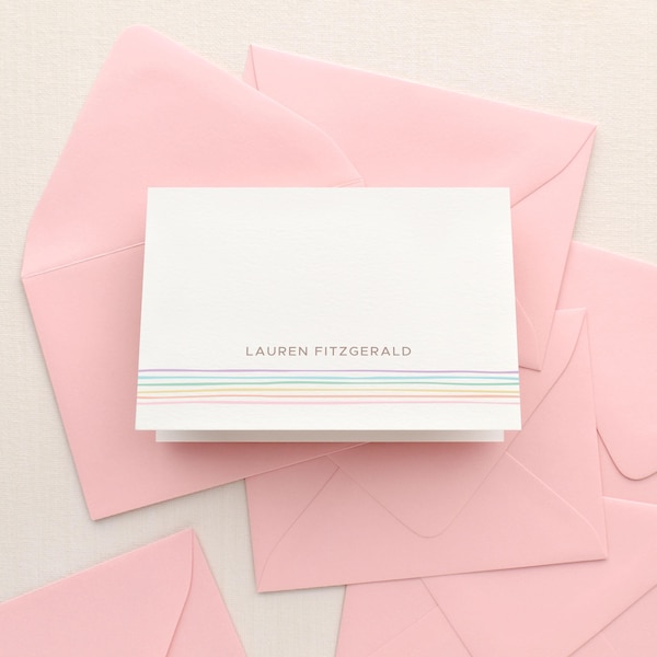 GLOW Personalized Stationery Set - Custom stationary notecard set for kids who love rainbows. Gift for tween teens girl teacher women her