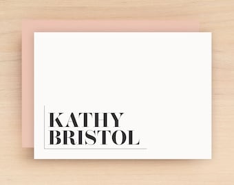 Personalized Stationary Custom Stationery - JUSTIFIED Design - Modern Simple Bold Font Business Gift for Women and Men