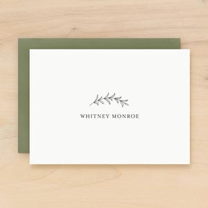 Personalized stationery set for women | Greenery stationary with name | Box of folded custom note cards with envelopes | AUTUMN image 1