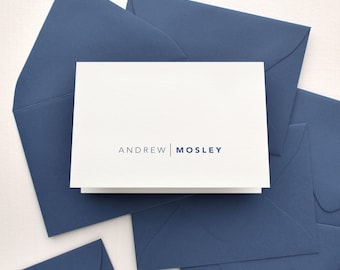 Personalized stationery for men with name | Masculine folded custom note cards with envelopes | Professional business stationary set | ACE