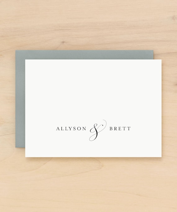 Personalized stationery for couples | Minimal and elegant custom notecard for wedding and engagement | First anniversary gift | PLUME