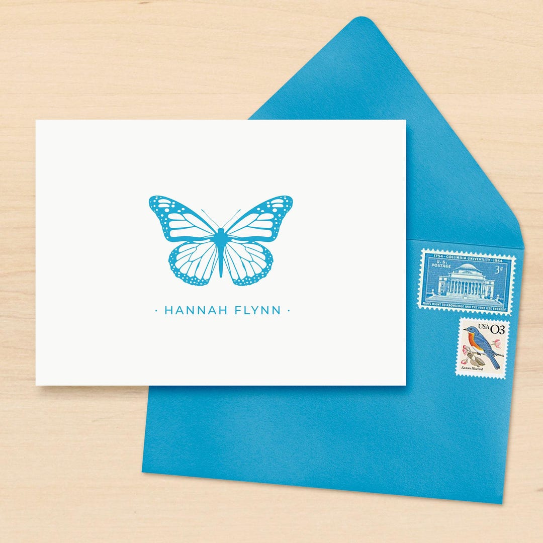 Personalized Stationery Set MONARCH Custom Note Card Butterfly Kids ...