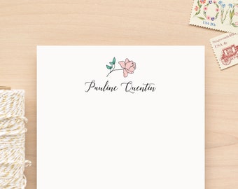 GARDEN Personalized Notepad - Custom Pink Watercolor Flower