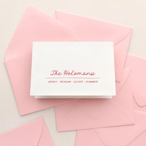 Custom note cards for families, Last name thank you cards box, Personalized family stationery set, Folded notecard with envelopes | NEST