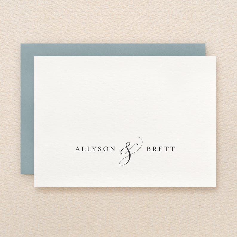 Personalized stationery for couples | Minimal and elegant custom notecard for wedding and engagement | First anniversary gift | PLUME image 2