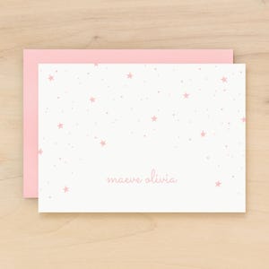 TWINKLE Personalized Stationery Set - New Baby Girl Stationary Set - Gift for new baby, boy or girl, custom notecards with cute stars