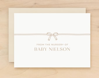 From the nursery of | Custom baby stationery with name | Gender neutral baby shower thank you cards | Personalized newborn gift | BOW