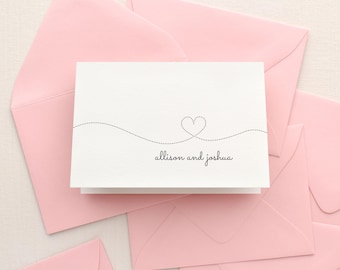 Custom note cards with envelopes, Couples stationery personalized, Couple thank you cards, Personalized couples stationery, Heart | SMITTEN