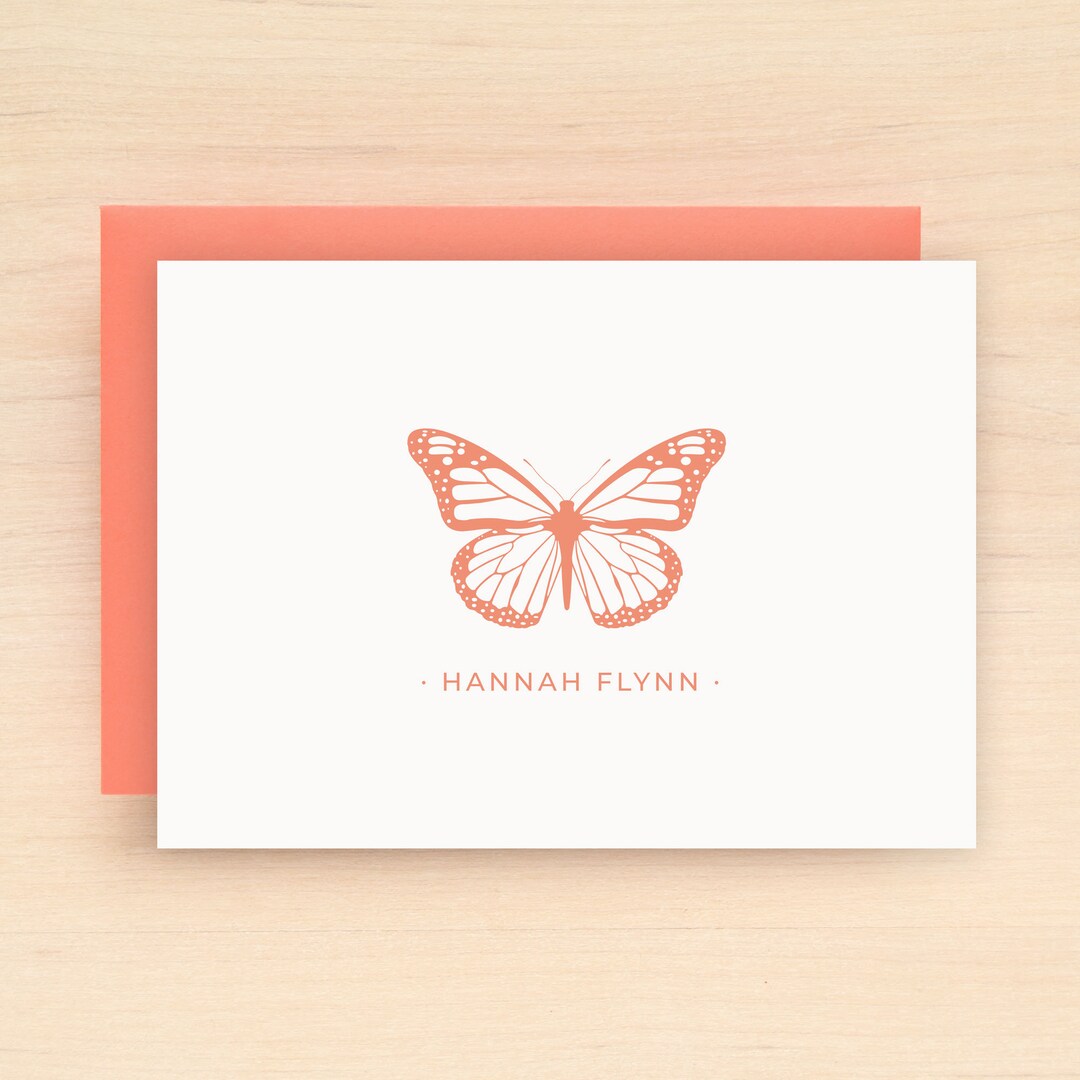 Personalized Stationery Set MONARCH Custom Note Card Butterfly Kids ...