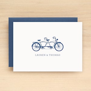 Personalized Stationery Set / Personalized Stationary Set TANDEM Custom Personalized Note Card Set Bicycle Couples Wedding Engagement image 1