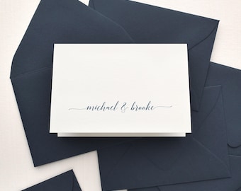 DEVOTED Couples Personalized Stationery. Custom stationary for wedding newlywed thank you card. Anniversary, bridal shower & engagement gift