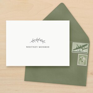 Personalized stationery set for women | Greenery stationary with name | Box of folded custom note cards with envelopes | AUTUMN image 2