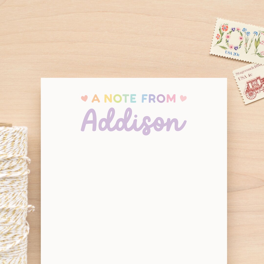 Rainbow Personalized Notepad for Kids | Colorful Girls Custom Note Pad ...