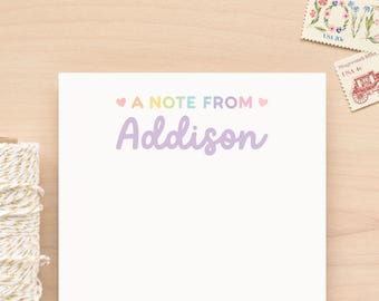 Rainbow personalized notepad for kids | Colorful girls custom note pad with name | 50 sheet memo pad | Back to school | BRIGHT